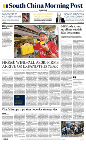 Cover of South China Morning Post