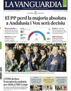 Cover of La Vanguardia (Catalonia - 1st edition)