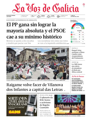 Cover of La Voz de Galicia (Ourense)