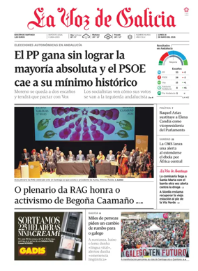 Cover of La Voz de Galicia (Santiago)