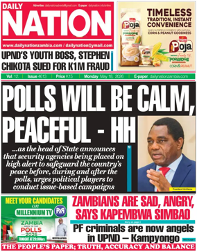 Cover of Daily Nation Newspaper