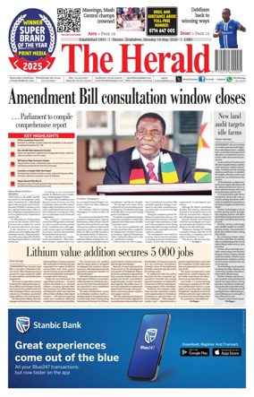 Cover of The Herald (Zimbabwe)