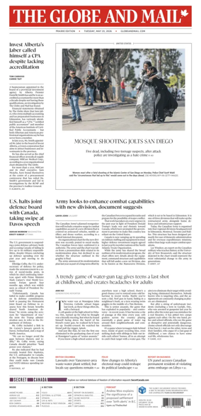 Cover of The Globe and Mail (Prairie Edition)