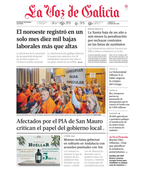 Cover of La Voz de Galicia (Pontevedra)