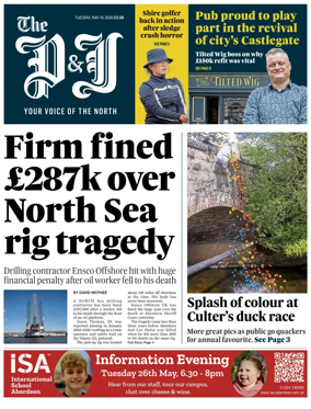 Cover of The Press and Journal (Aberdeen and Aberdeenshire)