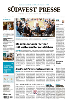 Cover of Sudwest Presse - Metzinger Uracher Volksblatt - Der Ermstalbote