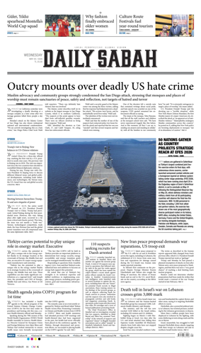 Cover of Daily Sabah (Turkey)
