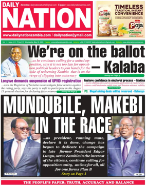 Cover of Daily Nation Newspaper