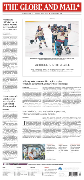 Cover of The Globe and Mail (Ontario Edition)