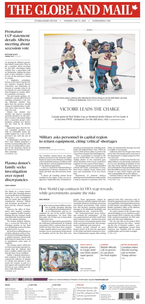 Cover of The Globe and Mail (Ottawa/Quebec Edition)