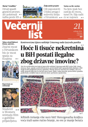 Cover of Vecernji list BiH