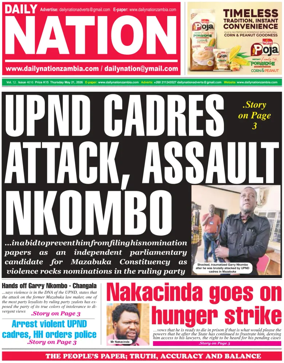 Cover of Daily Nation Newspaper