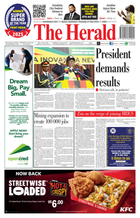 Cover of The Herald (Zimbabwe)