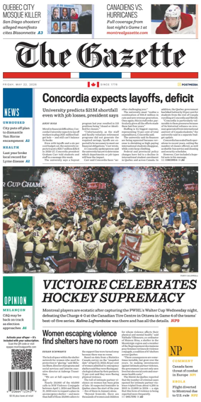 Cover of Montreal Gazette
