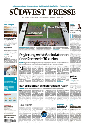 Cover of Sudwest Presse - Metzinger Uracher Volksblatt - Der Ermstalbote