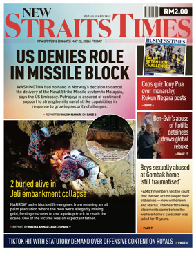Cover of New Straits Times