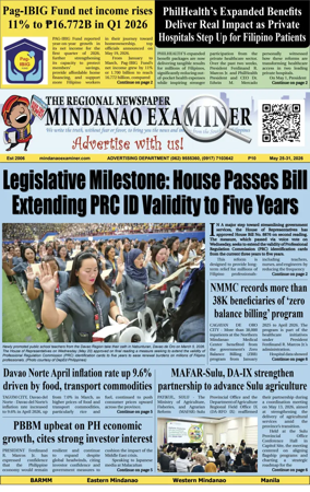 Cover of The Mindanao Examiner Regional Newspaper