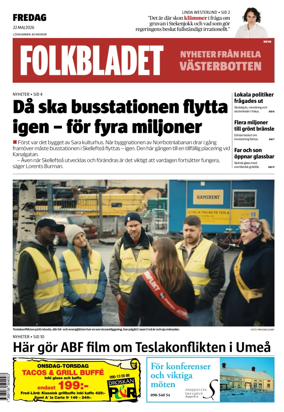 Cover of Folkbladet Vasterbotten