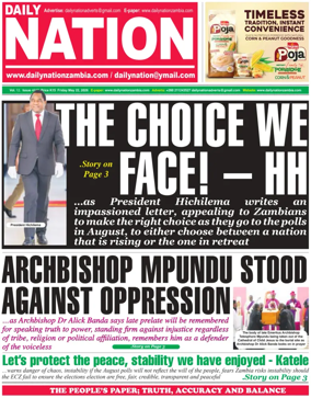 Cover of Daily Nation Newspaper