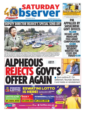 Cover of Saturday Observer (Eswatini)