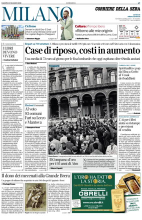 Cover of Corriere della Sera (Milano)