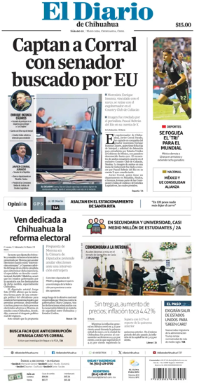 Cover of El Diario de Chihuahua