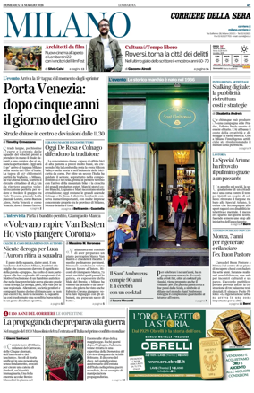 Cover of Corriere della Sera (Milano)