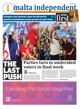 Cover of The Malta Independent on Sunday