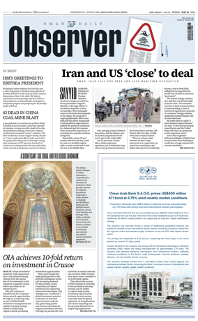 Cover of Oman Daily Observer