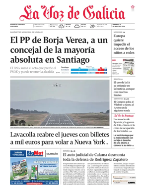 Cover of La Voz de Galicia (Santiago)