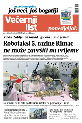 Cover of Vecernji list - Zagreb