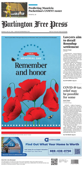 Cover of Burlington Free Press