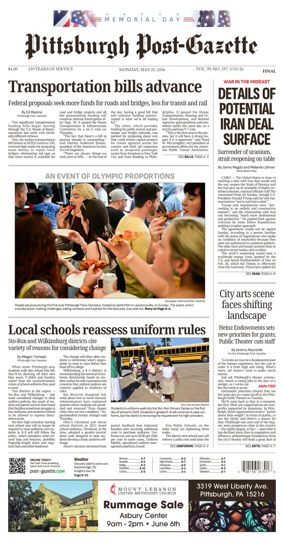 Cover of Pittsburgh Post-Gazette