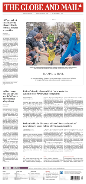 Cover of The Globe and Mail (Ontario Edition)
