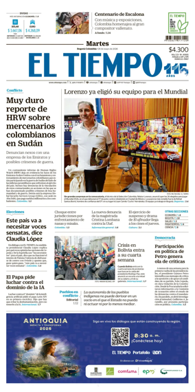 Cover of El Tiempo (Bogota)