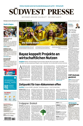 Cover of Sudwest Presse - Metzinger Uracher Volksblatt - Der Ermstalbote