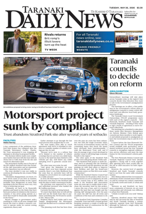 Cover of Taranaki Daily News