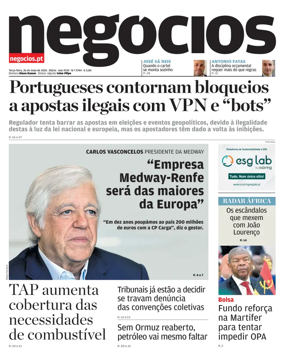 Cover of Jornal de Negocios