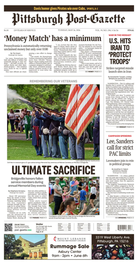 Cover of Pittsburgh Post-Gazette