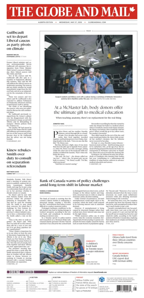 Cover of The Globe and Mail (Alberta Edition)