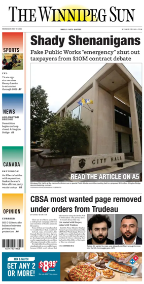 Cover of Winnipeg Sun