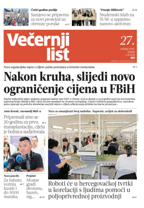 Cover of Vecernji list BiH