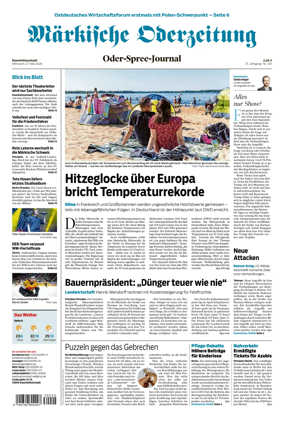 Cover of Markische Oderzeitung Eisenhuttenstadt