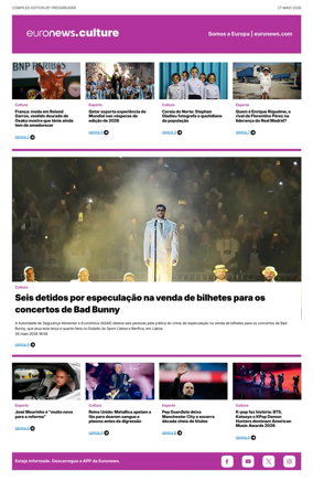 Cover of Euronews Culture and Sport (Portuguese)