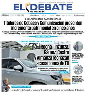 Cover of El Debate de Mazatlan