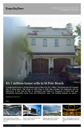 Cover of Tampa Bay Times TFP