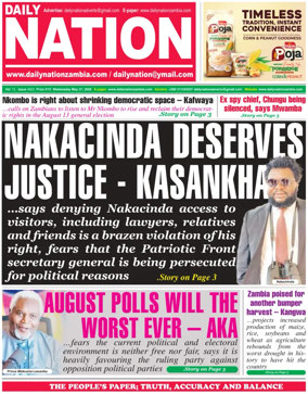 Cover of Daily Nation Newspaper