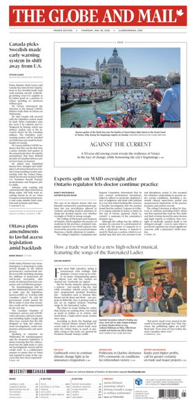 Cover of The Globe and Mail (Prairie Edition)