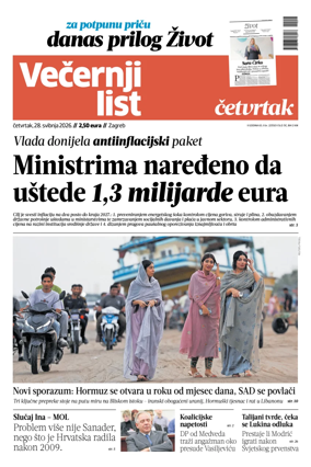 Cover of Vecernji list - Zagreb