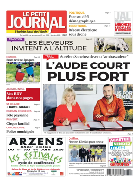 Cover of Le Petit Journal - L'hebdo local de l'Aude